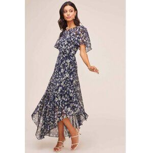 ASTR Flutter Sleeve Asymmetrical Floral Maxi Midi Wedding Guest Dress Romantic